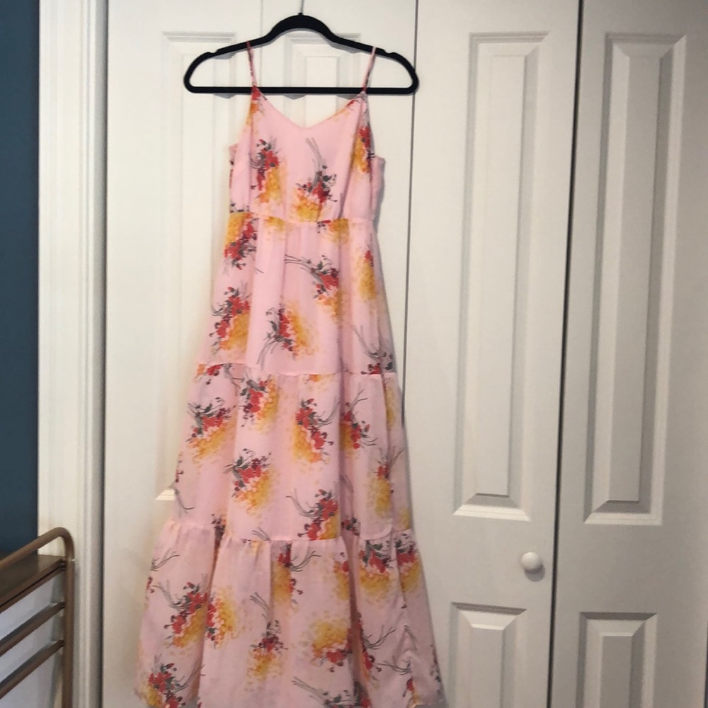Cute pink strapless maxi dress